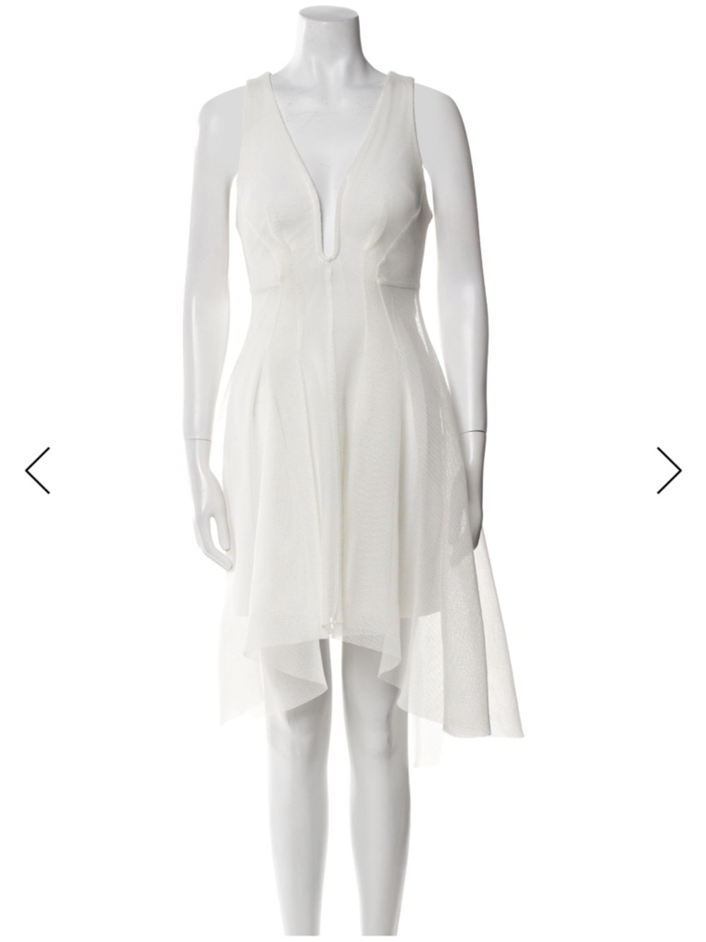 Elliatt Ivory V-Neck High-Low Mesh Dress